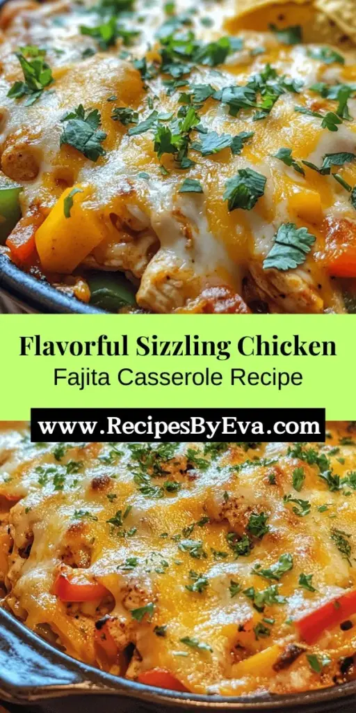 Looking for a delicious way to spice up family dinners? Try the Sizzling Chicken Fajita Casserole! This vibrant dish combines tender chicken, colorful bell peppers, sweet corn, and black beans, all topped with melted cheddar cheese and zesty salsa. Perfect for busy nights, this casserole is easy to prepare and packed with flavor, making it a crowd-pleaser at any gathering. Discover this comforting meal that's sure to impress!