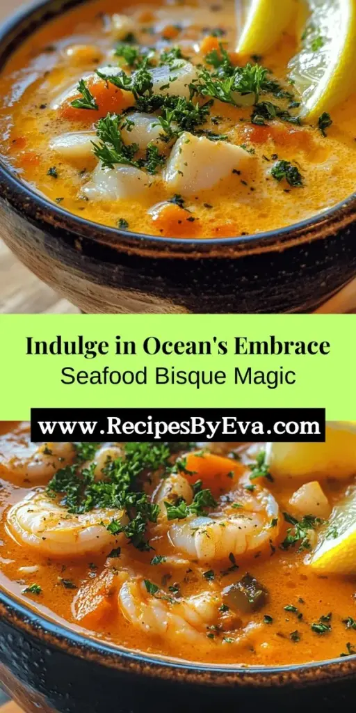 Discover the rich and comforting flavors of Ocean's Embrace Seafood Bisque, a delightful twist on the classic dish that features a medley of fresh shrimp, scallops, and crab meat. This creamy soup combines aromatic vegetables and a blend of spices, transporting your taste buds to coastal shores with every spoonful. Learn about the history, step-by-step cooking process, and tips to create this indulgent bisque at home. Perfect for seafood lovers and sure to impress!