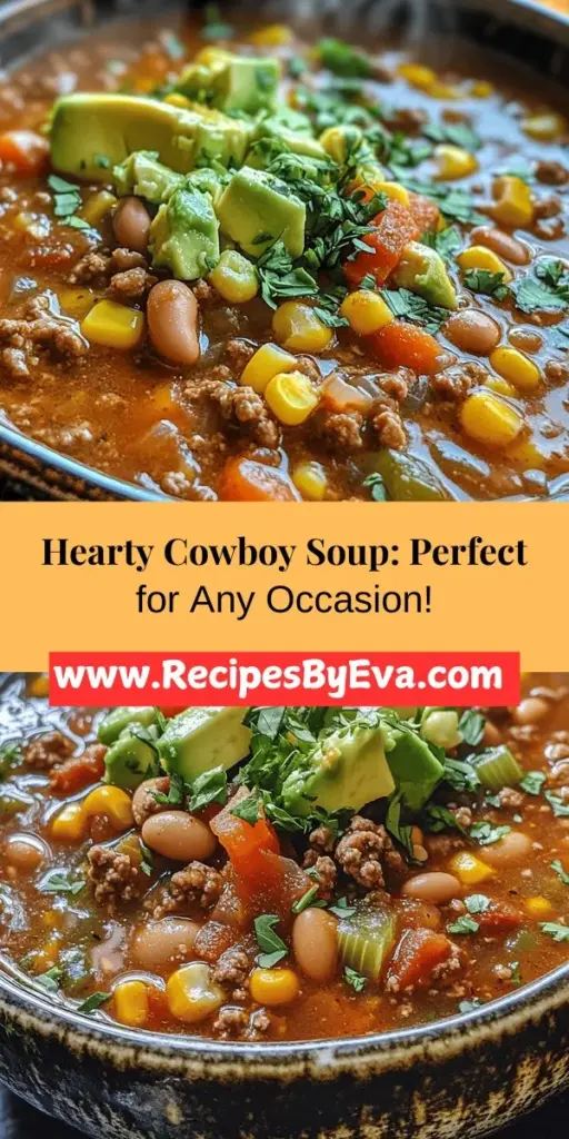 Discover the perfect dish for any gathering with Cowboy Soup! This hearty and comforting meal combines savory ground meat, vibrant vegetables, and rich broth, making it suitable for family dinners or meal prep. Easily customizable for various tastes and dietary needs, it features key ingredients like onions, garlic, canned tomatoes, and spices that create a delightful flavor balance. Enjoy this nourishing soup as a staple in your cooking repertoire and warm your heart and soul.