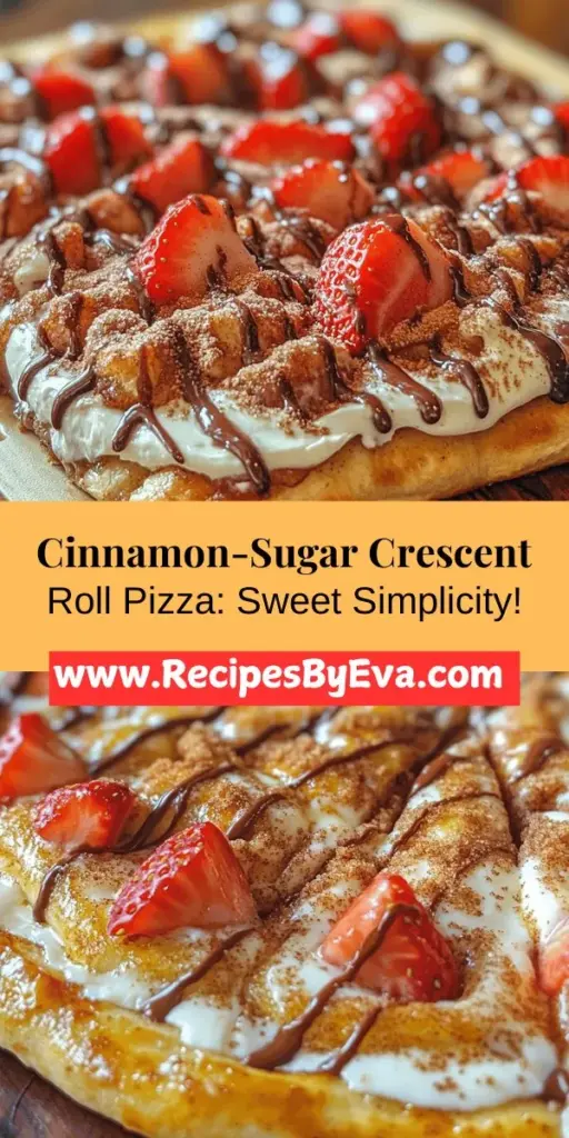 Indulge in a sweet twist with this Cinnamon-Sugar Delight: Crescent Roll Pizza! This easy-to-make dessert pizza combines flaky crescent rolls, buttery cinnamon-sugar topping, and a creamy layer of cream cheese frosting. Perfect for family gatherings or cozy nights, this recipe lets you customize your treats with nuts, fruits, or chocolate. Experience the delightful blend of flavors and textures with minimal effort! Get ready to impress your taste buds and loved ones!