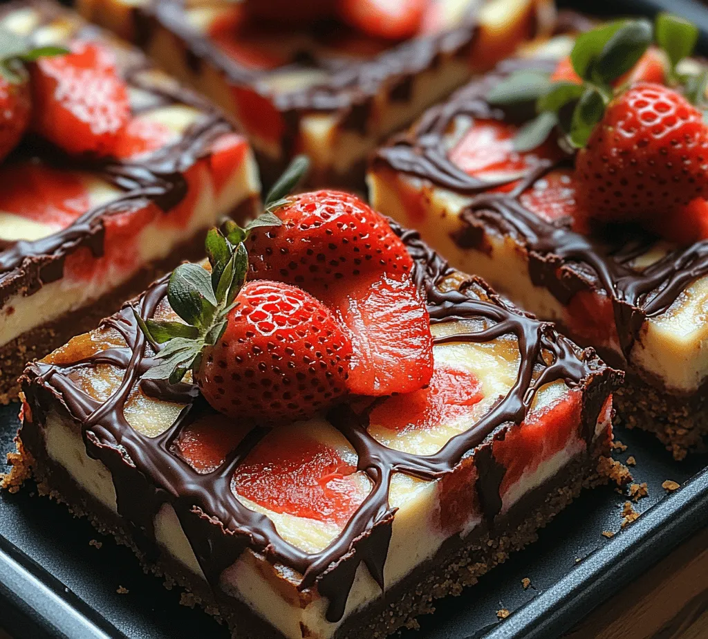Chocolate-covered strawberries are a classic indulgence that evoke feelings of romance and celebration, often gracing dessert tables during special occasions. Combine that with the creamy, rich texture of cheesecake, and you have a match made in dessert heaven. The Decadent Chocolate Covered Strawberry Cheesecake Bars take the best of both worlds, transforming these beloved flavors into a delightful, easy-to-serve treat. These bars not only feature the luxurious combination of chocolate, strawberries, and cheesecake but also present an appealing aesthetic that makes them perfect for impressing guests at parties, during holidays, or even at casual family gatherings.