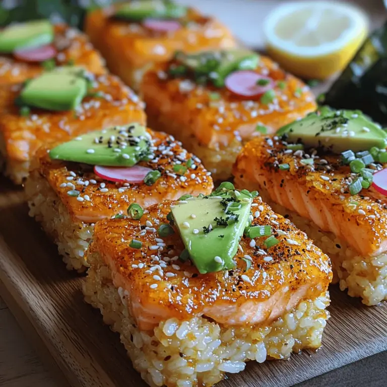 Golden Crunch Salmon Crispy Rice is an innovative dish that beautifully merges traditional Japanese flavors with contemporary culinary techniques. This recipe offers a delightful fusion that appeals to both sushi enthusiasts and those seeking new flavor experiences. The crispiness of the rice combined with the succulent, buttery texture of the salmon creates a unique culinary experience that captivates the palate.
