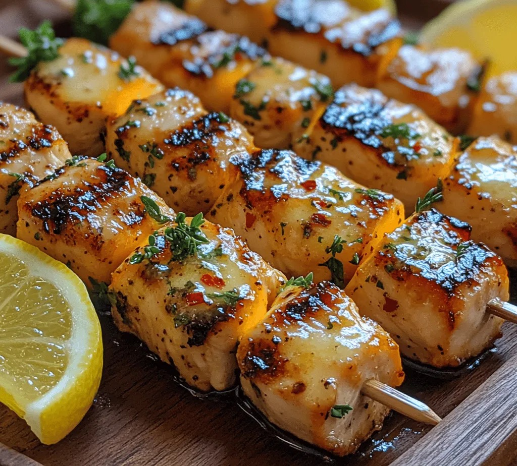 Chicken skewers have made a name for themselves as a beloved dish across various cuisines, cherished for their versatility and ease of preparation. Whether grilled at summer barbecues, skewered for a quick weeknight dinner, or served as an appetizer at a gathering, chicken skewers can cater to a multitude of tastes and occasions. Among the many varieties, <strong>Lemon Butter Chicken Skewers</strong> stand out as a unique twist that elevates the classic recipe to new heights with the zesty brightness of lemon and the rich, comforting depth of butter.” /></p>
</p>
<h3>Choosing the Right Skewers</h3>
</p>
<p>When making Lemon Butter Chicken Skewers, choosing the right skewers is crucial for ensuring a successful grilling experience. There are two main types of skewers to consider: metal and wooden, each with its own advantages and disadvantages.</p>
</p>
<p><strong>Metal Skewers</strong>: These skewers are durable, reusable, and do not require soaking prior to use. They conduct heat well, which can help cook the meat evenly. However, they can get extremely hot during grilling, so you must handle them with care. Metal skewers are ideal for those who grill frequently, as they can be washed and reused without the risk of burning.</p>
</p>
<p><strong>Wooden Skewers</strong>: Wooden skewers are generally more affordable and readily available. They can impart a subtle flavor to the food if soaked in water or marinated prior to grilling. However, wooden skewers can burn easily if not soaked for at least 30 minutes before use. This soaking step is crucial; it prevents the skewers from igniting over the grill flames, ensuring that your Lemon Butter Chicken Skewers turn out perfectly grilled.</p>
</p>
<h3>Skewering Techniques</h3>
</p>
<p>Proper skewering techniques can greatly enhance the grilling process. Here are some best practices for threading chicken onto skewers:</p>
</p>
<p>1. <strong>Cutting the Chicken</strong>: For even cooking, cut the chicken breast into uniform pieces, about 1 to 1.5 inches in size. This ensures all pieces cook at the same rate.</p>
</p>
<p>2. <strong>Threading the Chicken</strong>: When placing the chicken pieces onto the skewer, try to pierce through the meat two or three times per piece to secure them firmly. This will help prevent the chicken from spinning on the skewer while grilling.</p>
</p>
<p>3. <strong>Spacing</strong>: It’s important to leave some space between each piece of chicken to allow for even cooking and airflow. A distance of about a quarter-inch between each piece is ideal. This spacing helps the heat circulate around the chicken, resulting in juicier skewers with perfect grill marks.</p>
</p>
<h3>Grilling the Lemon Butter Chicken Skewers</h3>
</p>
<p>Now that your skewers are prepared, it’s time to grill your Lemon Butter Chicken Skewers to perfection.</p>
</p>
<h4>Prepping the Grill</h4>
</p>
<p>Preparation is key to achieving delicious grilled chicken skewers. Start by preheating your grill to medium-high heat. This usually means setting your gas grill to around 400°F (200°C). If you’re using charcoal, allow the coals to become white-hot before placing your skewers on the grill.</p>
</p>
<p>Before grilling, oil the grates to prevent sticking. You can do this by soaking a paper towel in oil, then using tongs to wipe the grates. This step helps keep your chicken skewers intact and allows for those beautiful grill marks that everyone loves.</p>
</p>
<h4>Grilling Instructions</h4>
</p>
<p>Once your grill is ready, it’s time to cook your Lemon Butter Chicken Skewers. Place the skewers on the grill and cook them for 10 to 12 minutes. Turn them every few minutes to ensure even cooking and achieve those attractive grill marks.</p>
</p>
<p>It’s crucial to monitor the internal temperature of the chicken. You should aim for a minimum internal temperature of 165°F (74°C) for food safety. Using an instant-read thermometer can help you check the temperature accurately. Once the chicken reaches this temperature, you can remove it from the grill.</p>
</p>
<h3>Serving Suggestions</h3>
</p>
<p>After grilling, it’s time to serve your Lemon Butter Chicken Skewers. Presentation plays a significant role in enhancing the dining experience.</p>
</p>
<h4>Presentation Tips</h4>
</p>
<p>To elevate your dish, consider garnishing the skewers with freshly chopped parsley and lemon wedges. The bright colors of the garnishes not only add visual appeal but also complement the flavors of the lemon and garlic in the skewers. Arrange the skewers on a platter and drizzle some of the leftover lemon butter sauce over the top for an added burst of flavor.</p>
</p>
<h4>Complementary Side Dishes</h4>
</p>
<p>The flavors of Lemon Butter Chicken Skewers can be beautifully complemented by a variety of side dishes. Here are some suggestions:</p>
</p>
<p>1. <strong>Salads</strong>: A light, refreshing salad with mixed greens, cucumbers, and a citrus vinaigrette can balance the richness of the chicken skewers.</p>
</p>
<p>2. <strong>Rice</strong>: Fluffy white rice or herbed rice pilaf can serve as a perfect base for the skewers, soaking up the lemon butter sauce.</p>
</p>
<p>3. <strong>Grilled Vegetables</strong>: Seasonal grilled vegetables like zucchini, bell peppers, and asparagus can add a colorful and nutritious element to your meal.</p>
</p>
<p>4. <strong>Pasta</strong>: A simple lemon and garlic pasta can harmonize with the flavors of the skewers, making for a cohesive dining experience.</p>
</p>
<h3>Nutritional Information</h3>
</p>
<p>Understanding the nutritional profile of your Lemon Butter Chicken Skewers can help you appreciate not only their taste but also their health benefits. Each serving typically contains:</p>
</p>
<p>– <strong>Calories</strong>: Approximately 250-300, depending on portion size and additional ingredients used.</p>
<p>– <strong>Protein</strong>: Lean chicken breast provides around 25 grams of protein, essential for muscle repair and growth.</p>
<p>– <strong>Fats</strong>: The lemon butter sauce adds healthy fats from the butter, approximately 12-15 grams per serving.</p>
</p>
<p>The ingredients in this recipe also offer numerous health benefits. Chicken breast is a great source of lean protein, while lemon provides vitamin C and antioxidants. Garlic not only enhances flavor but also has health benefits, including immune support and cardiovascular health.</p>
</p>
<h3>Conclusion</h3>
</p>
<p>In summary, Lemon Butter Chicken Skewers are not only a delightful dish bursting with flavor but also simple to prepare and grill. The combination of zesty lemon, fragrant garlic, and tender chicken makes for a memorable meal that is perfect for gatherings, barbecues, or a cozy family dinner.</p>
</p>
<p>We encourage you to try this recipe, as it showcases the versatility of chicken skewers and their adaptability to various culinary settings. Whether served with fresh salads, flavorful rice, or vibrant grilled vegetables, these skewers can be the highlight of any meal. Enjoy the process, savor the flavors, and create lasting memories around the grill with friends and family.</p>
</div>