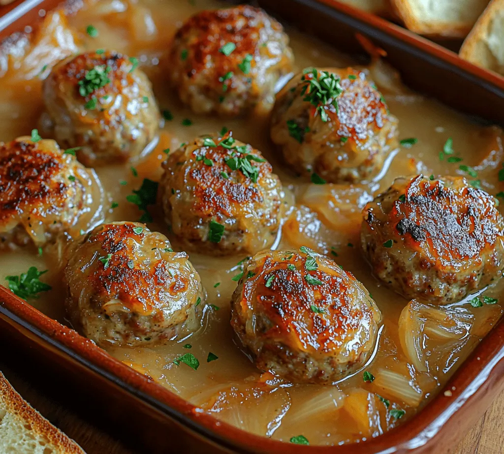 Imagine sinking your teeth into a meatball that marries the rich, savory notes of classic French onion soup with the comforting, hearty texture of a well-crafted meatball. This Savory French Onion Meatballs recipe does just that, creating a delightful fusion that is perfect for cozy family dinners, special gatherings, or even a lavish game night spread. With their enticing aroma and mouthwatering flavor, these meatballs are sure to be a hit at any table.