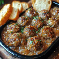 Imagine sinking your teeth into a meatball that marries the rich, savory notes of classic French onion soup with the comforting, hearty texture of a well-crafted meatball. This Savory French Onion Meatballs recipe does just that, creating a delightful fusion that is perfect for cozy family dinners, special gatherings, or even a lavish game night spread. With their enticing aroma and mouthwatering flavor, these meatballs are sure to be a hit at any table.