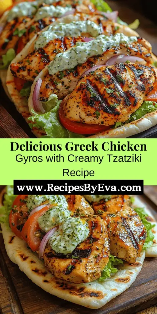 Experience the vibrant flavors of Greece right in your kitchen with this delicious Greek Chicken Gyros recipe, complete with homemade tzatziki sauce. Enjoy marinated chicken infused with herbs and spices, served in warm pita bread alongside fresh veggies. The creamy tzatziki made from Greek yogurt, cucumber, and garlic adds a refreshing twist. This dish is not only easy to make but also nutritious, perfect for a satisfying meal filled with bold, Mediterranean flavors. Enjoy a taste of tradition in every bite!