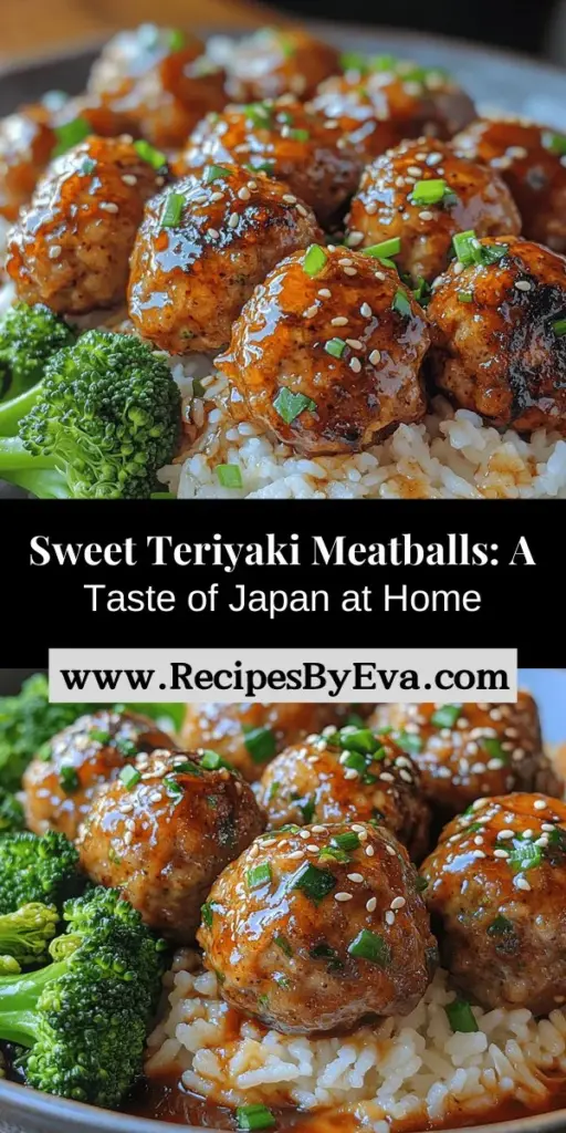 Discover the irresistible flavor of Sticky Sweet Teriyaki Meatballs! This delightful dish combines lean ground chicken or turkey with the rich, sweet, and savory notes of homemade teriyaki sauce. Easy to make and perfect for any occasion, these meatballs feature a crispy exterior and juicy interior, bringing a taste of Japanese cuisine right to your table. Pair them with rice and veggies for a wholesome meal that's as nutritious as it is delicious. Perfect for family dinners or entertaining!