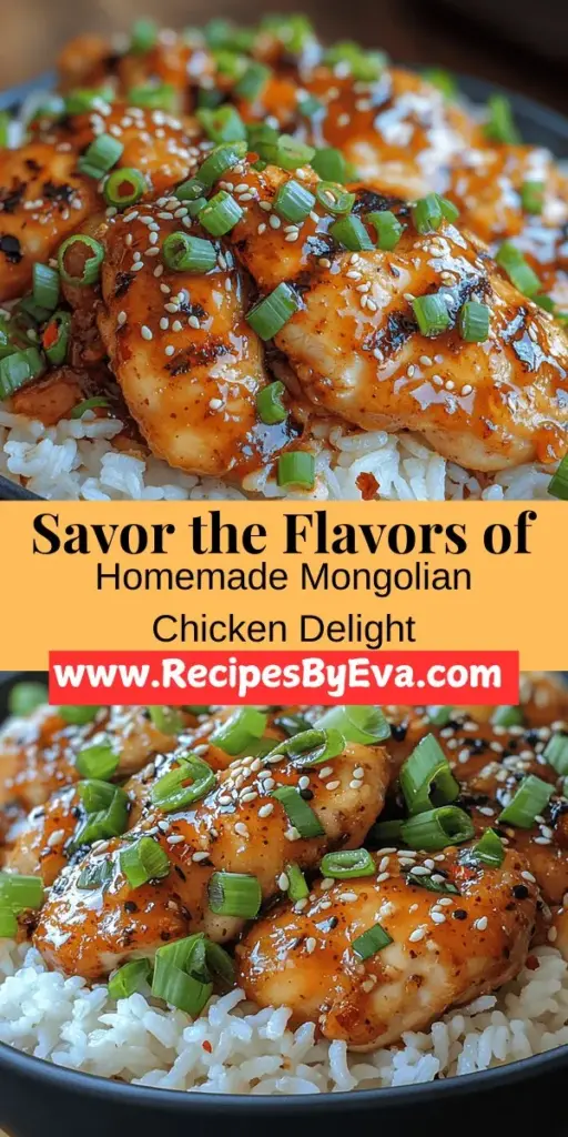 Immerse yourself in the delicious flavors of Mongolian Chicken Delight with our easy step-by-step recipe. This dish features tender chicken coated in a savory-sweet sauce with a hint of spice, perfect for both special occasions and cozy family dinners. Made with fresh ingredients like garlic, ginger, and soy sauce, it's a delightful fusion of Mongolian culinary traditions. Discover how to create this restaurant-quality meal in your own kitchen and impress your loved ones with your cooking skills!