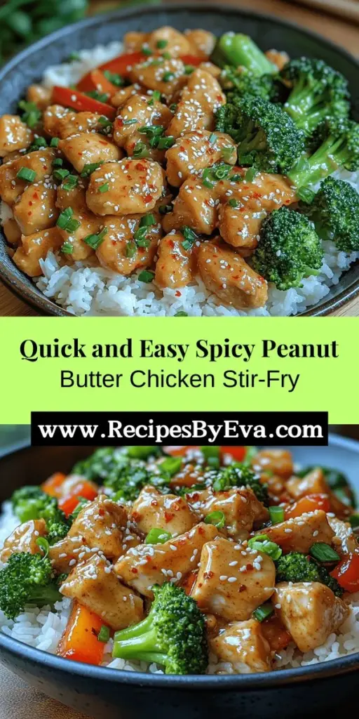Discover the perfect weeknight meal with this Spicy Peanut Butter Chicken Stir-Fry! Combining tender chicken with vibrant vegetables, this dish bursts with flavor from creamy peanut butter and zesty sriracha. Ready in under 30 minutes, it’s not just quick but also nutritious, packed with protein and healthy fats. With easy steps to customize spice levels and ingredient swaps for dietary preferences, this recipe is sure to become a family favorite. Get inspired to whip up a delicious, colorful dinner!