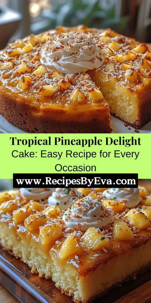 Discover the joy of baking with the Effortless Pineapple Delight Cake, a tropical treat that's perfect for any occasion. This cake combines the sweetness of crushed pineapple with a classic yellow cake mix, making it both simple and delicious. Ideal for bakers of all levels, this recipe requires minimal effort while delivering impressive results. With easy-to-follow steps and tips for customization, you can create a delightful dessert that will wow your family and friends. Whether served plain, with frosting, or alongside ice cream, this cake is sure to impress!