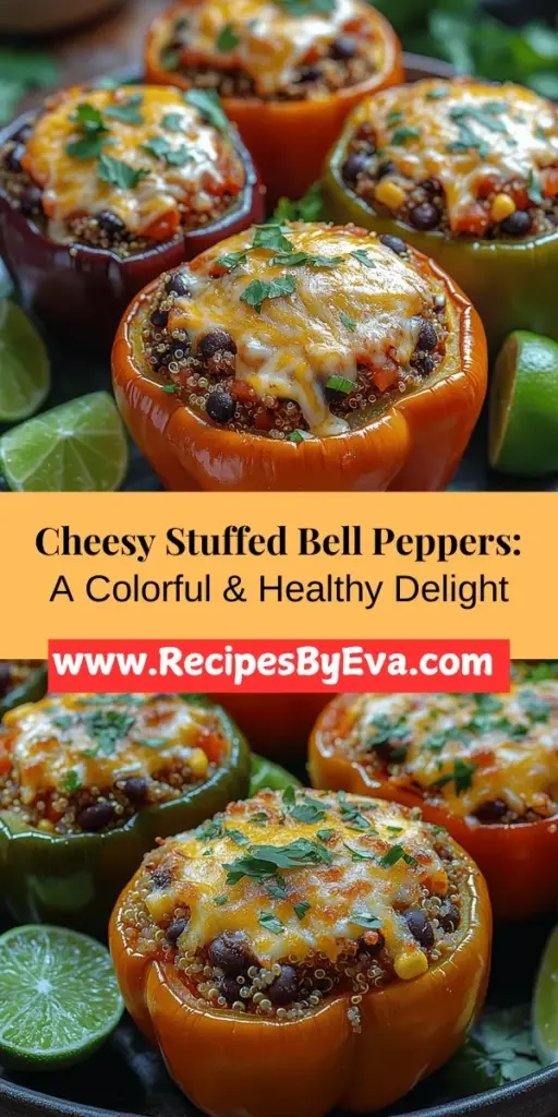 Discover the mouthwatering delight of Cheesy Stuffed Bell Peppers with this easy-to-follow recipe. Bursting with vibrant colors and flavorful fillings, this dish is perfect for anyone seeking a nutritious meal. Customize with your choice of grains, beans, and spices, tailored to fit various dietary preferences. Enjoy a delicious blend of fresh vegetables, proteins, and melty cheese that’s ideal for family dinners or gatherings. Impress your loved ones with a colorful and wholesome dish that's sure to please!