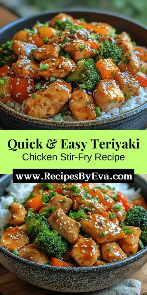 Discover the deliciousness of homemade Teriyaki Chicken Stir-Fry, a quick and vibrant dish that brings the flavors of Japanese cuisine to your kitchen. In just under 30 minutes, you can whip up a nourishing meal featuring tender chicken, colorful vegetables, and a rich, savory-sweet teriyaki sauce. This versatile dish can be served over rice, noodles, or quinoa, and allows for experimentation based on your personal taste. Enjoy a flavorful, healthy dinner that's simple to prepare and sure to impress!