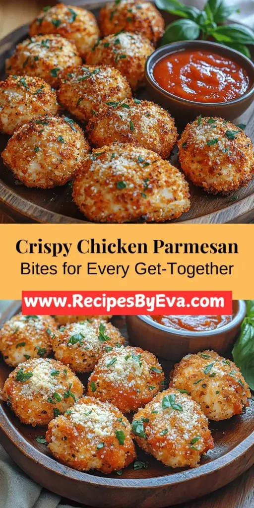 Discover the ultimate crowd-pleaser with Crispy Chicken Parmesan Bites! These bite-sized treasures combine the flavors of traditional chicken parmesan with a delightful crunch, making them the perfect appetizer for any occasion. With juicy chicken coated in seasoned breadcrumbs and a hint of Parmesan, each bite delivers a burst of flavor. Serve them at your next gathering with marinara sauce for dipping, and watch as they become the star of the show.