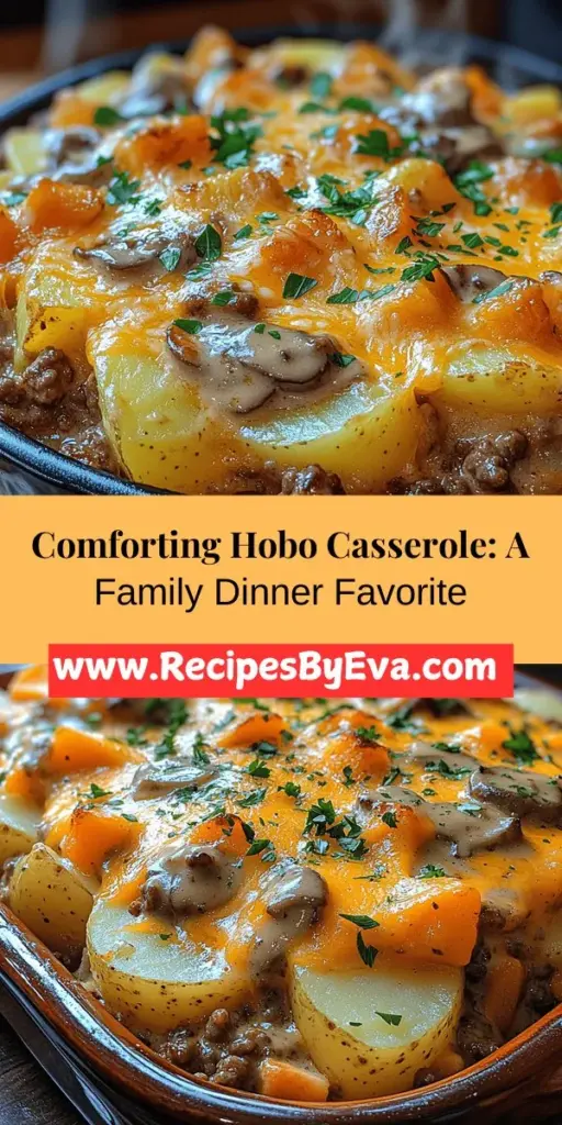 Discover the comforting delight of Hobo Casserole, a one-pot meal that's perfect for family dinners! This hearty dish combines ground beef, potatoes, and a medley of vegetables, all brought together with a creamy mushroom soup base. Easy to prepare and packed with flavor, it's ideal for busy weeknights or gatherings. Gather around the table with your loved ones and enjoy this deliciously satisfying casserole that’s sure to leave everyone wanting more!
