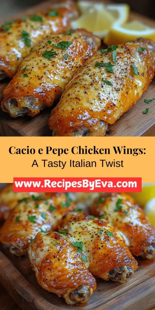 Discover a delicious twist on traditional chicken wings with this Cacio e Pepe Chicken Wings recipe. Infused with the rich flavors of the classic Italian dish, these wings combine crispy goodness with a creamy, cheesy sauce made from Pecorino Romano cheese and freshly cracked black pepper. Perfect for any gathering or cozy night in, this dish promises to be a hit with everyone. Try it out to elevate your wing game to a whole new level!