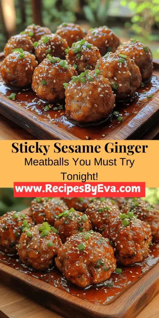 Discover the delicious world of Sticky Sesame Ginger Meatballs, a delightful twist blending East Asian flavors with a hearty meal. Made with lean ground chicken or turkey, these tender meatballs are infused with fresh garlic, ginger, and sesame oil, then coated in a sticky, sweet-savory sauce. Perfect for serving over rice or as a savory snack, this versatile dish is both easy to prepare and family-friendly, making it a must-try for any occasion. Enjoy a taste sensation that will elevate your dining experience!