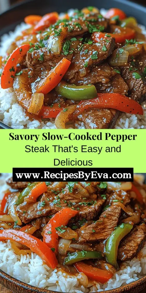 Discover the joy of hearty, savory slow-cooked pepper steak, where tender flank steak meets vibrant bell peppers in a rich, flavorful sauce. This meal is perfect for busy days, allowing you to prepare it in advance and let your slow cooker work its magic. With its mouthwatering flavors and simple ingredients, this dish adapts wonderfully to rice, mashed potatoes, or noodles. Get ready to impress your family and friends with this comforting classic!