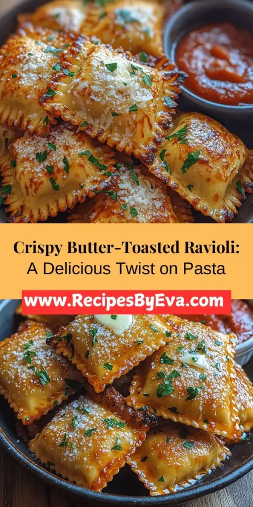 Discover the deliciousness of Butter-Toasted Ravioli, a culinary delight that combines crispy, golden-brown pasta with savory fillings. This quick and easy dish is perfect for weeknight dinners or cozy gatherings, bringing warmth and nostalgia to your table. With just a few simple ingredients like frozen ravioli, butter, garlic, and Parmesan, you can create an impressive meal in minutes. Serve it with marinara for a tasty experience that your friends and family will love. Embrace the joy of cooking and share this delightful recipe with loved ones!
