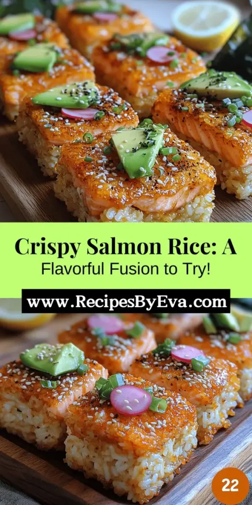 Discover the delightful fusion of flavors with Golden Crunch Salmon Crispy Rice! This innovative dish combines traditional Japanese sushi elements with crispy rice, succulent salmon, and fresh veggies. Perfect as an appetizer or main course, this recipe is both versatile and crowd-pleasing. Follow our step-by-step guide to create this culinary masterpiece that beautifully balances texture and taste. Elevate your cooking with this unique and visually appealing dish that’s sure to impress!