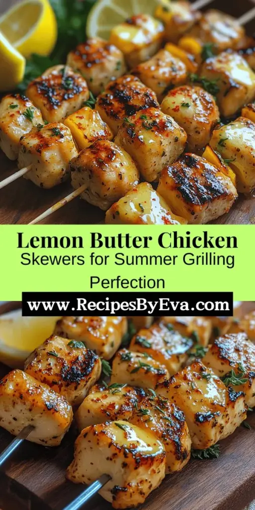 Discover the deliciousness of Lemon Butter Chicken Skewers, a perfect combination of succulent chicken marinated in a zesty lemon butter sauce. This easy-to-follow recipe highlights the vibrant flavors of lemon, garlic, and herbs, creating a delightful dish for any occasion. Ideal for summer barbecues or a quick weeknight dinner, these skewers are sure to impress your family and friends. Enjoy a tasty, healthy meal that everyone will love!