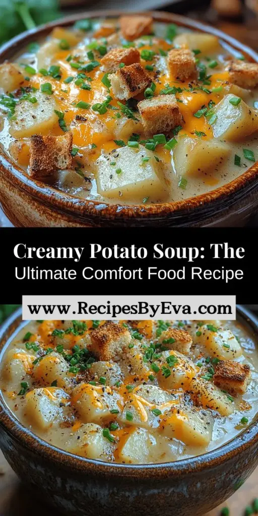 Discover the warmth and comfort of Heavenly Creamy Potato Soup with our easy recipe that celebrates this classic dish. Perfect for chilly evenings, this creamy delight is made with simple ingredients like russet potatoes, onions, garlic, and your choice of broth. Enjoy its rich, velvety texture while exploring endless customization options, including vegan alternatives or exciting spices. Create a nourishing meal that brings joy to both you and your loved ones, and enjoy the ultimate comfort food experience.