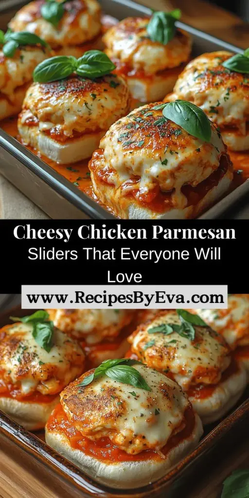 Looking for a crowd-pleaser for your next gathering? Try these cheesy chicken parmesan sliders! Combining the beloved flavors of chicken parmesan in a fun, bite-sized format, these sliders are packed with ground chicken, melted mozzarella, and zesty marinara sauce. Perfect for parties or family dinners, they offer a deliciously satisfying alternative to traditional sandwiches. Easy to prepare and share, these sliders are sure to impress everyone at your table!