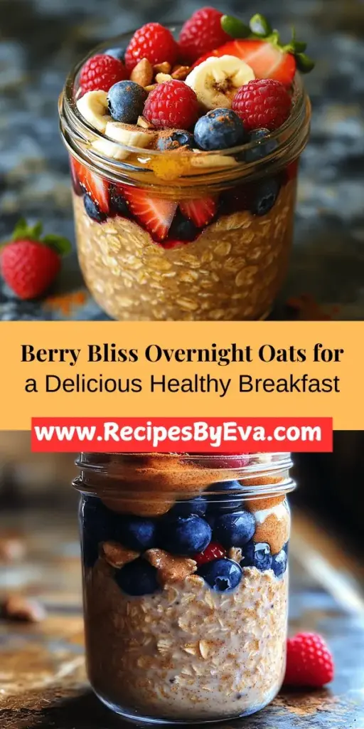 Start your day right with Berry Bliss Overnight Oats! This easy and nutritious breakfast combines rolled oats with a delightful mix of fresh and frozen berries, fueling you with antioxidants, fiber, and essential vitamins. Customize the flavor with your choice of milk, sweeteners, and spices for a breakfast tailored to your taste. Perfect for busy mornings, these oats soak overnight for a creamy, satisfying dish that’s both healthy and delicious. Discover the joy of guilt-free indulgence!