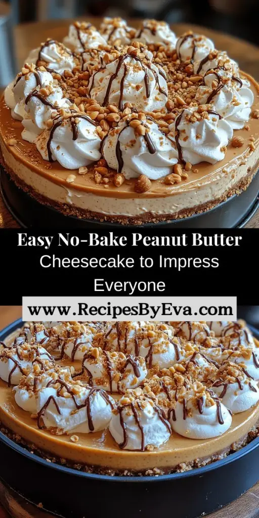 Dive into the world of dessert with this easy and indulgent No-Bake Peanut Butter Cheesecake recipe! Perfect for any occasion, this delightful treat requires no baking, making it a breeze to prepare. With a crunchy graham cracker crust and a creamy, rich peanut butter filling, it's sure to satisfy your sweet tooth and impress your guests. Plus, explore fun topping options like whipped cream and chocolate drizzle for an extra touch of decadence. Treat yourself today!