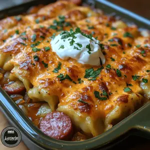 The Kielbasa Pierogi Bake is a dish that embraces the heart and soul of Polish cuisine, bringing a comforting and hearty meal to your table. Imagine tender pierogi, traditionally made from unleavened dough, filled with creamy potato and cheese, perfectly complemented by savory slices of kielbasa and a zesty layer of sauerkraut. Topped off with a generous layer of melted cheddar cheese, this baked casserole is not only satisfying but also a celebration of flavors that reflect the rich culinary heritage of Poland.