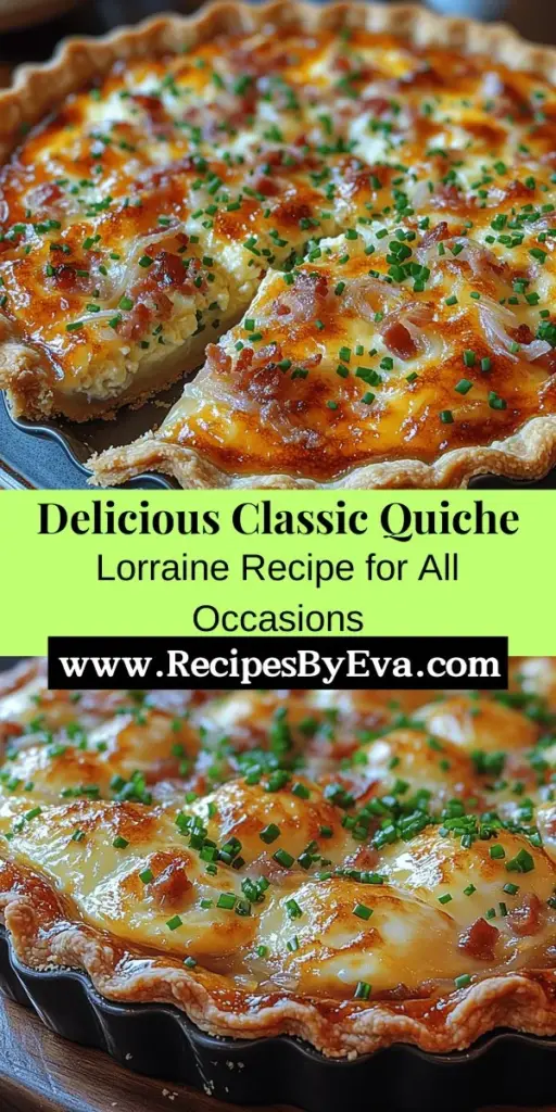 Discover the timeless delight of Classic Quiche Lorraine, a savory pie from the Lorraine region of France. This versatile dish features a creamy custard filling made with eggs, heavy cream, and crispy bacon, complemented by nutty Gruyère cheese. Perfect for brunch or dinner, Quiche Lorraine is easy to make and offers endless variations. With fresh ingredients and simple techniques, you can create a dish that impresses every palate. Embrace the art of quiche-making and enjoy the rich flavors that come together beautifully.