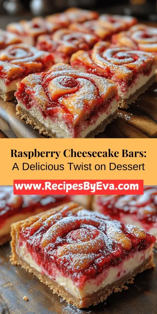 Experience a new twist on a classic dessert with Raspberry Delight Cheesecake Bars. These visually stunning bars feature creamy cheesecake with tart raspberry swirls, making them a perfect treat for any gathering. Easy to slice and serve, they offer a delightful sampling of flavors without the fuss of traditional cheesecake. Ideal for birthday parties, holidays, or a sweet weeknight indulgence, these bars are sure to impress your guests and brighten your dessert table. Get ready to enjoy this deliciously refreshing treat!