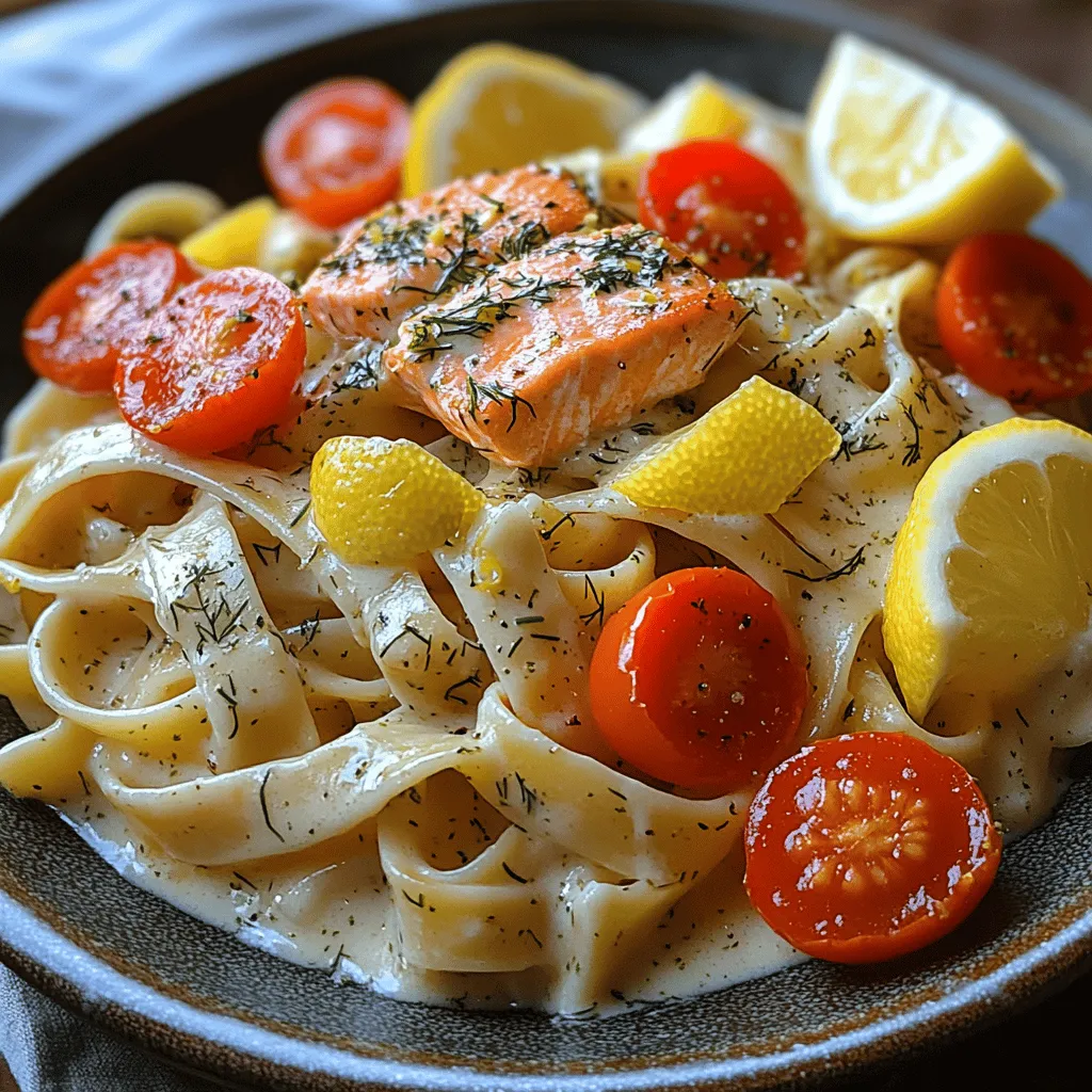 Imagine a dish that encapsulates the essence of freshness and comfort in every bite. Introducing Zesty Salmon Delight: Creamy Lemon Dill Pasta, an exquisite recipe that delivers a harmonious balance of flavors. This dish is a celebration of seasonal ingredients and culinary creativity, presenting a delightful combination of tender salmon, aromatic herbs, and a rich, creamy sauce enveloping perfectly cooked pasta. Whether you're seeking a quick weeknight meal, a dish to impress your guests at a special gathering, or simply a comforting meal after a long day, this recipe fits the bill.