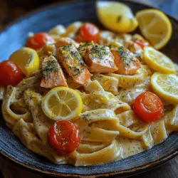Zesty Salmon Delight: Creamy Lemon Dill Pasta