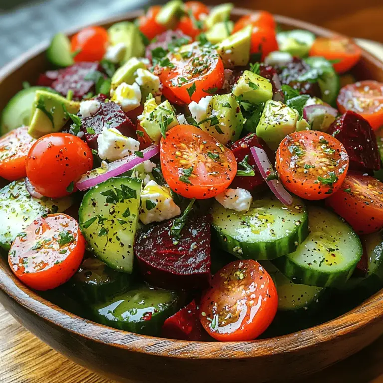 In a world where healthy eating is increasingly prioritized, salads have emerged as culinary stars, delighting our taste buds while nourishing our bodies. Among the myriad of salad options, the Vibrant Cucumber & Beet Salad stands out not just for its striking colors, but also for its delicious flavors and impressive health benefits. This salad is a celebration of fresh ingredients, combining the crispness of cucumbers, the earthiness of beets, and the creaminess of avocado, making it a versatile dish perfect for any occasion.