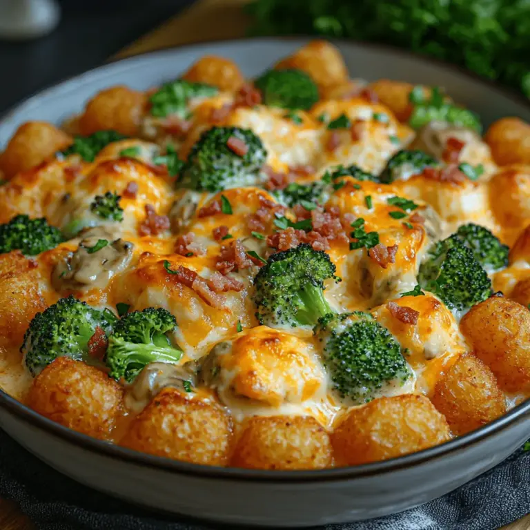 Casseroles have long held a cherished place in the hearts and kitchens of families. They embody comfort and convenience, making them a go-to option for home cooks looking to feed a crowd or simply enjoy a hearty meal with minimal fuss. Among the myriad of casserole recipes, the Cheesy Broccoli Tater Tot Casserole stands out as a delightful fusion of flavors and textures. This dish combines the cheesy goodness of melted cheeses, the crispy comfort of tater tots, and the nutritious crunch of fresh broccoli, creating an irresistible medley that appeals to both kids and adults alike.