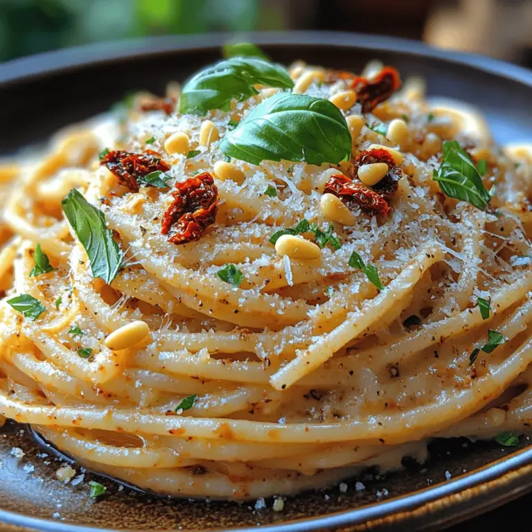 If you’re looking for a dish that perfectly balances rich flavors with ease of preparation, look no further than Sun-Dried Tomato Delight Pasta. This delightful pasta dish is a celebration of vibrant ingredients, bringing together the tangy sweetness of sun-dried tomatoes, the creaminess of heavy cream, and the aromatic notes of garlic and fresh basil. Whether you’re hosting a dinner party, preparing a romantic meal for two, or simply wanting to enjoy a comforting weeknight dinner, this pasta recipe is versatile enough to fit any occasion.