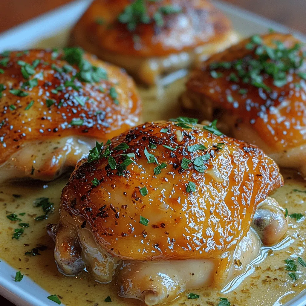 Welcome to the delightful world of creamy garlic butter chicken thighs, a dish that promises to enchant your taste buds with its rich flavors and comforting appeal. This recipe is not only a feast for the senses but also remarkably simple to prepare, making it the perfect choice for both busy weeknight dinners and special occasions. Imagine succulent chicken thighs bathed in a luxurious sauce made from garlic, butter, and Parmesan, creating a culinary experience that elevates the humble chicken to new heights of flavor and satisfaction.