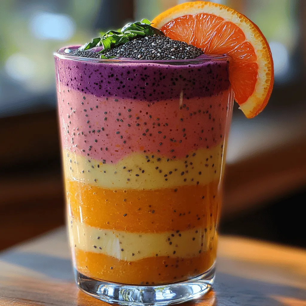 In recent years, smoothies have surged in popularity as a go-to beverage for those seeking a healthy, convenient option. Whether enjoyed as a breakfast substitute, a post-workout snack, or a midday refreshment, smoothies provide a delicious way to incorporate a variety of nutrients into your diet. Among the vast array of smoothie recipes, the Rainbow Citrus Glow Smoothie stands out with its vibrant colors and remarkable health benefits. This delightful beverage not only pleases the palate but also nourishes the body with a powerhouse of vitamins, minerals, and antioxidants.