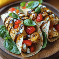 Sweet & Savory Strawberry Balsamic Chicken Wraps