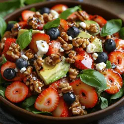 In the world of salads, few combinations can rival the delightful fusion of flavors found in a Berry Basil Balsamic Salad. This vibrant dish marries the sweetness of ripe berries with the aromatic freshness of basil, all anchored by the earthy undertones of balsamic vinegar and olive oil. Ideal for summer gatherings, picnics, or even as a light meal, this salad not only pleases the palate but also brings a burst of color to any table.