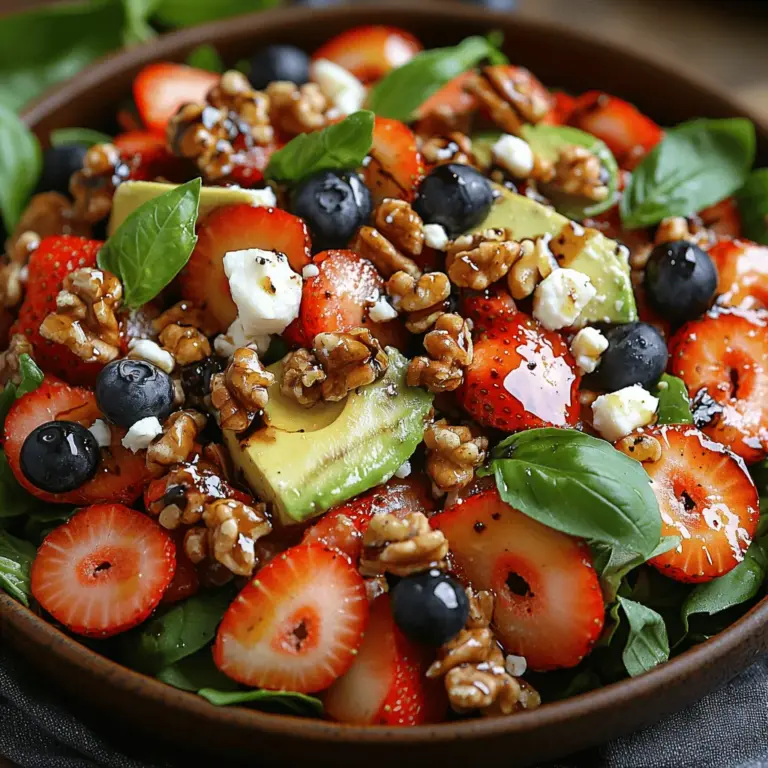 In the world of salads, few combinations can rival the delightful fusion of flavors found in a Berry Basil Balsamic Salad. This vibrant dish marries the sweetness of ripe berries with the aromatic freshness of basil, all anchored by the earthy undertones of balsamic vinegar and olive oil. Ideal for summer gatherings, picnics, or even as a light meal, this salad not only pleases the palate but also brings a burst of color to any table.