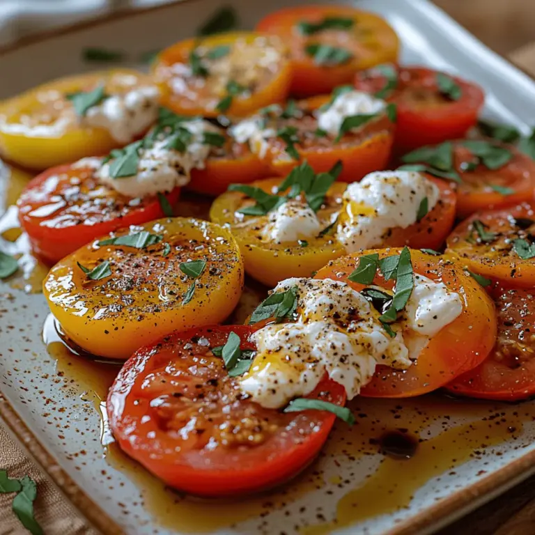 As the sun shines brightly and summer unfolds, there's nothing quite like a vibrant salad bursting with fresh flavors to celebrate the season. The "Fresh Tomato Burrata Bliss" salad is a delightful dish that embodies the essence of summer, bringing together the rich, juicy goodness of ripe tomatoes and the luxurious creaminess of burrata cheese. This salad not only showcases the best of seasonal produce but also highlights the beauty of simplicity in cooking. With just a few carefully selected ingredients, you can create a dish that is both elegant and satisfying.