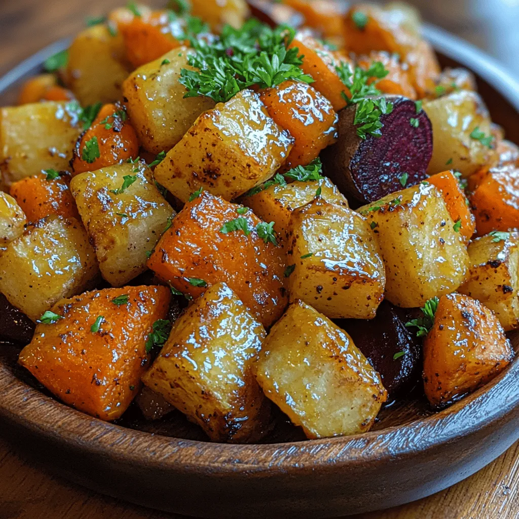 Roasted root vegetables are a culinary staple that effortlessly combine nutrition and flavor to create a versatile dish. Whether you're preparing a weeknight dinner or a grand feast, these colorful and hearty vegetables can complement a wide range of meals. The star of this recipe is the delightful honey mustard dressing, which beautifully marries sweet and savory elements, making the dish not only nourishing but also irresistibly delicious.