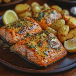 Zesty Lemon Garlic Butter Salmon with Crispy Potatoes: A Culinary Delight