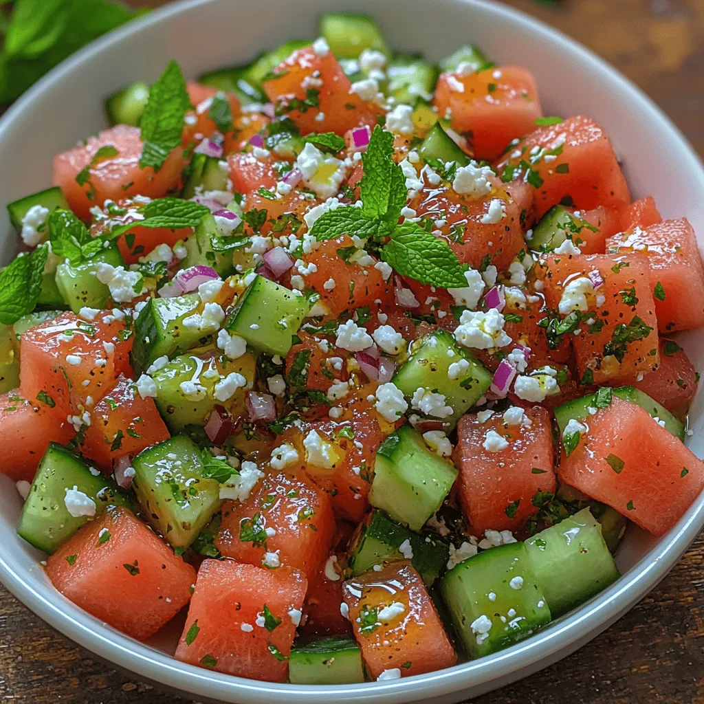 As the sun shines brighter and temperatures rise, the appeal of light and refreshing dishes becomes undeniable. During the sweltering summer months, we often seek meals that not only satisfy our hunger but also provide a cooling effect, revitalizing our bodies and spirits. Enter the Watermelon Cucumber Feta Salad—an ideal dish that embodies the essence of summer. This vibrant salad is not just a feast for the eyes; it is a delightful blend of flavors, textures, and nutrients, making it both a quick and nutritious option for those hot days when cooking feels like a chore.