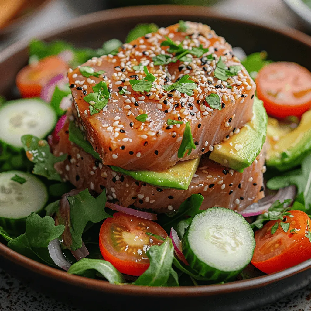 If you’re on the hunt for a delicious yet nutritious meal that can be prepared in a flash, look no further than the Sesame Delight Ahi Tuna Salad. This vibrant dish combines the fresh, buttery flavor of Ahi tuna with a colorful array of crisp vegetables, creating a feast for both the eyes and palate. The salad not only tantalizes your taste buds but also delivers a powerhouse of health benefits, making it an ideal choice for anyone looking to maintain a balanced diet.