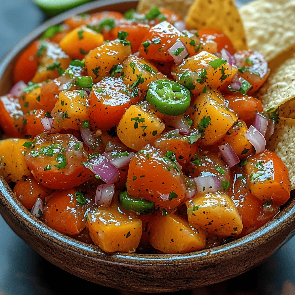 What makes Sweet & Spicy Tomato Peach Salsa so appealing is its harmonious blend of flavor profiles. The combination of sweetness from ripe peaches, the spiciness of jalapeños, and the acidity of fresh lime juice creates a refreshing and vibrant salsa that tantalizes the taste buds. Each bite offers a delightful contrast between the juicy sweetness of the fruit and the lively heat of the peppers, making it an enticing choice for those who enjoy a bit of adventure in their culinary experiences.