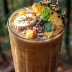 Imagine sipping on a refreshing drink that transports you straight to a sun-soaked beach, where the gentle sound of waves lapping at the shore accompanies the sweet aroma of tropical fruits. The Tropical Breeze Frozen Pineapple Coconut Smoothie is just that—a delightful blend of flavors that encapsulates the essence of paradise in a glass. This smoothie not only satisfies your cravings for something sweet and refreshing but also offers a myriad of health benefits, making it the perfect addition to your morning routine or an afternoon pick-me-up.