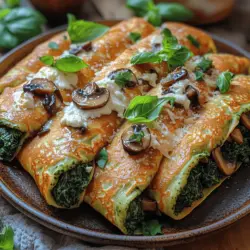If you’re looking to impress your guests or simply treat yourself to a delightful meal, Spinach & Mushroom Delight Crepes are an irresistible choice. This dish beautifully marries the earthy flavors of sautéed mushrooms with the fresh, vibrant taste of spinach, all wrapped in a delicate, thin crepe. Not only are these crepes visually appealing, but they also pack a nutritional punch, making them a perfect option for a light lunch, brunch, or even a cozy dinner.