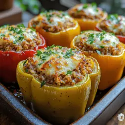 Colorful Turkey & Rice Stuffed Bell Peppers
